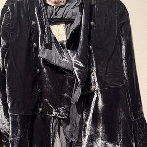 Free People Shimmering Black Velvet Coat